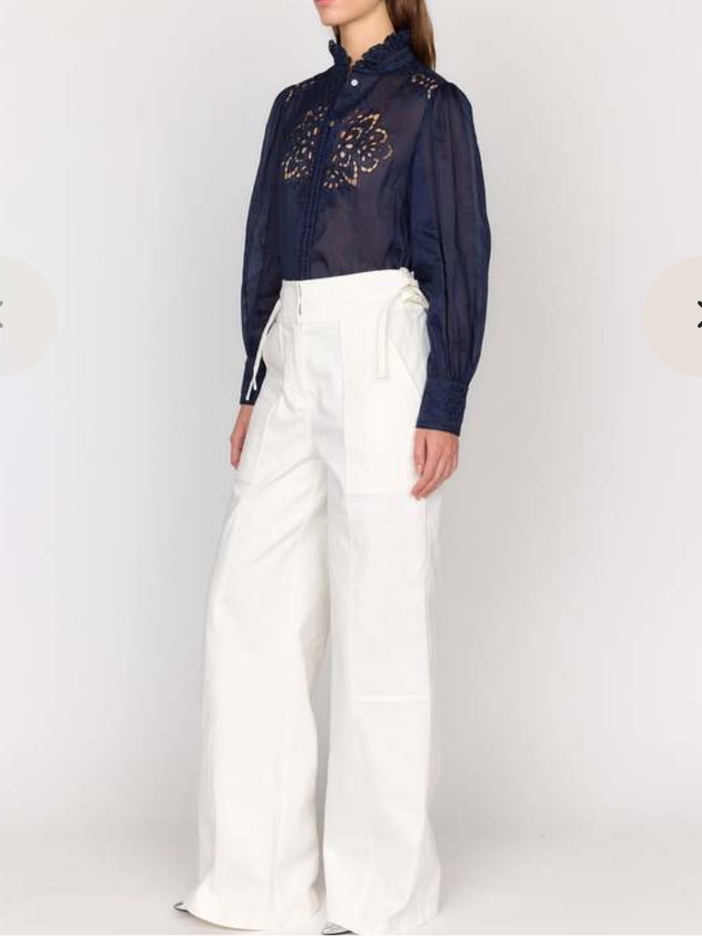 CHRISTY LYNN Aspyn Wide Leg High Waist Pant White Size M